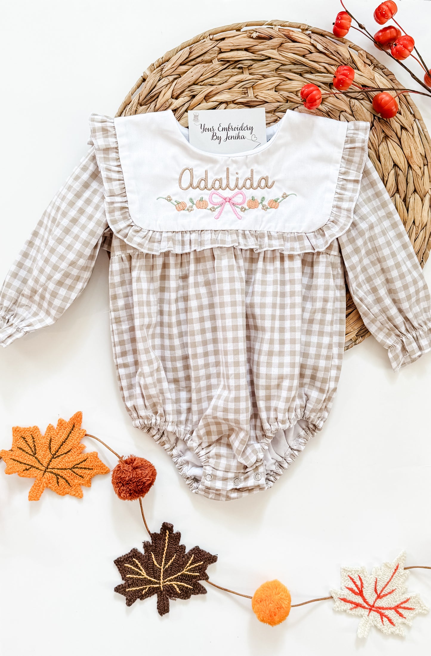 Fall Tan Gingham Bubble - Pre-Order