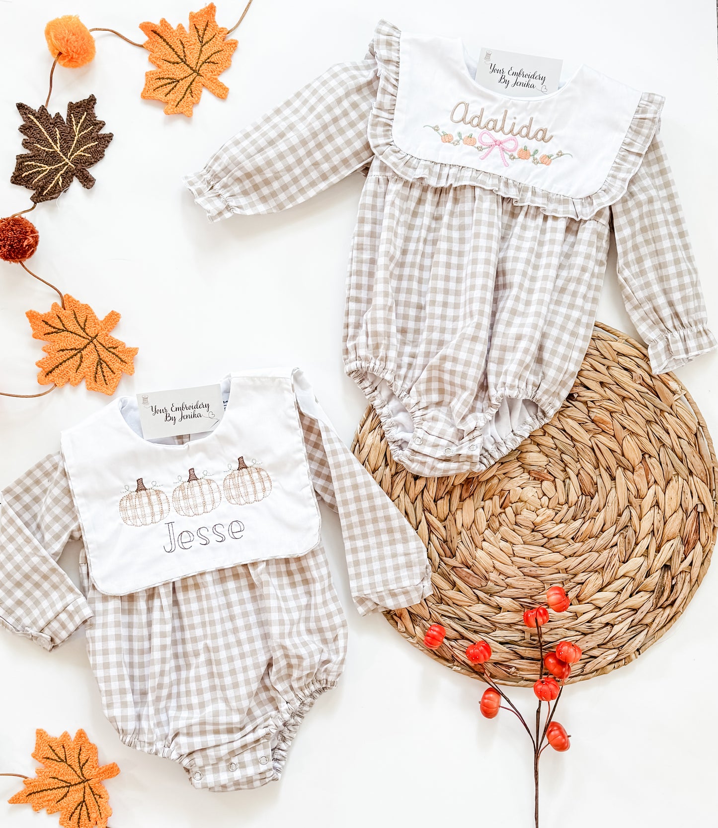 Fall Tan Gingham Bubble - Pre-Order