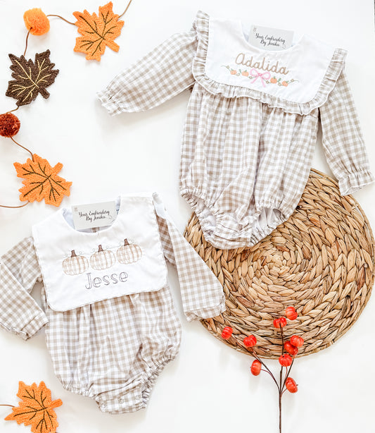 Fall Tan Gingham Bubble - Pre-Order