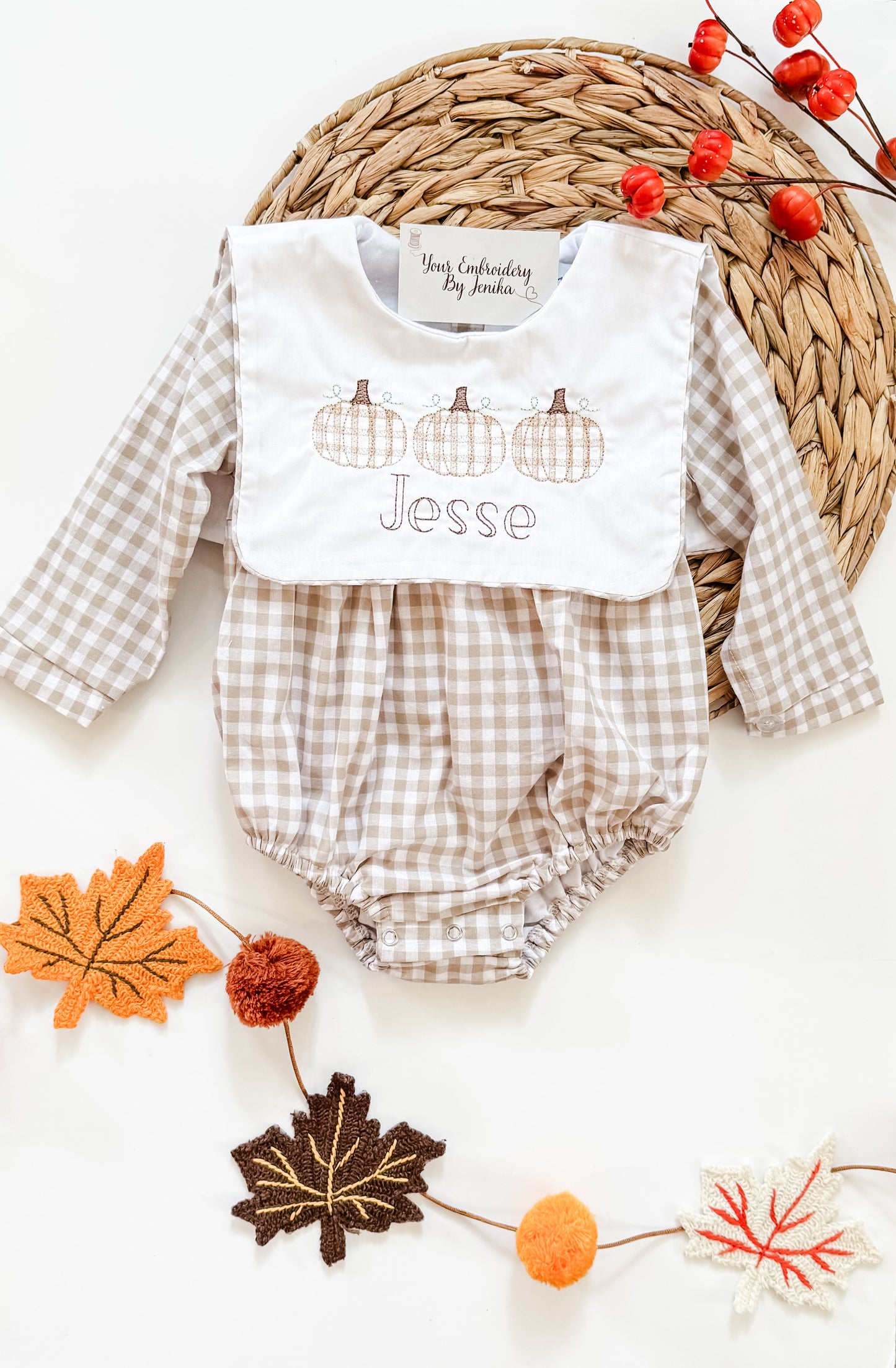 Fall Tan Gingham Bubble - Pre-Order