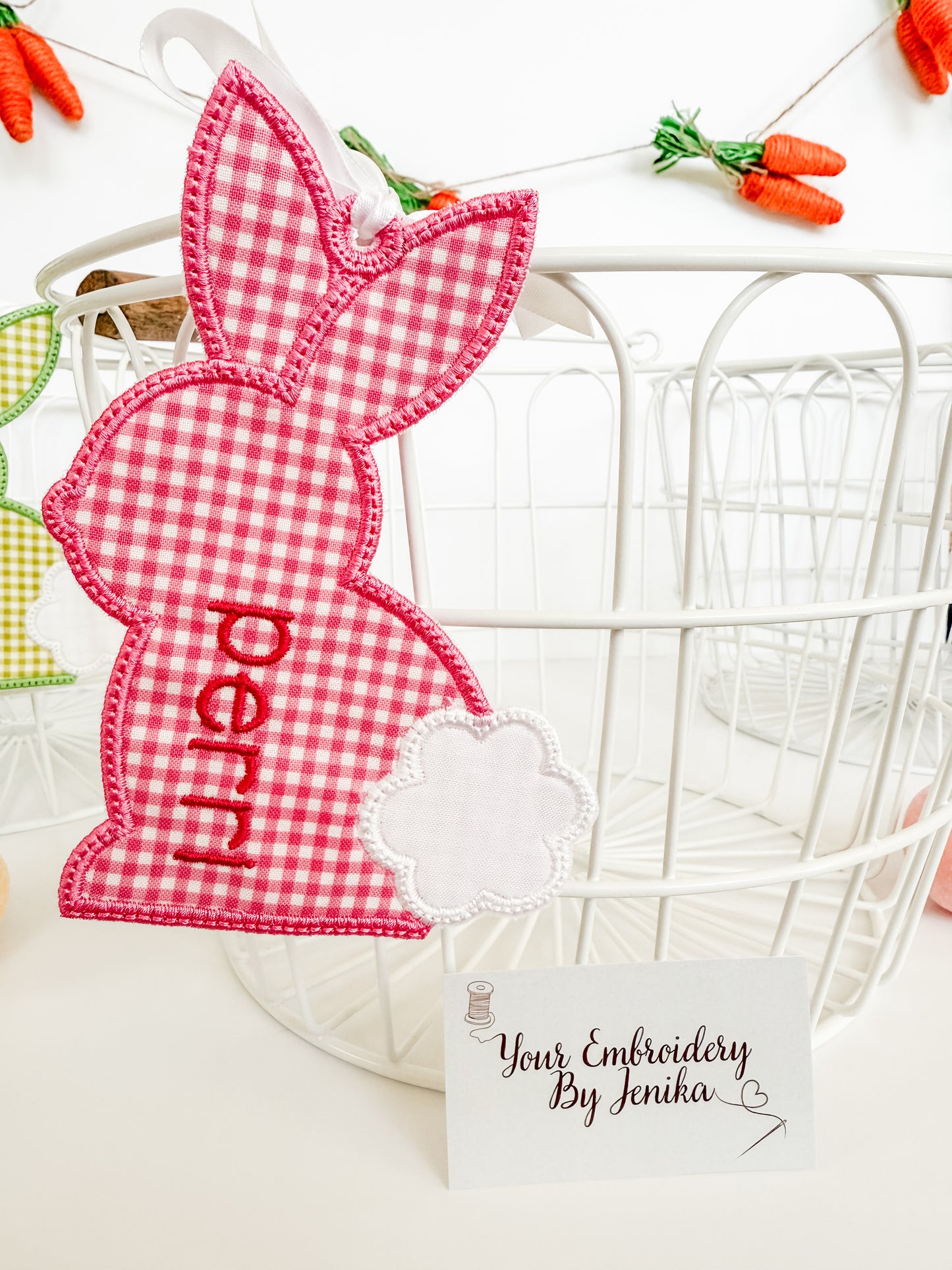 Gingham Bunny Basket Tags