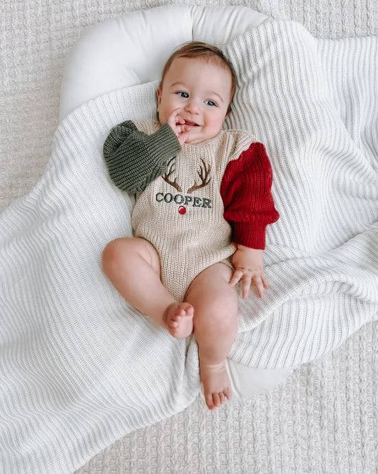 Colorblock Chunky Knit Sweater Romper
