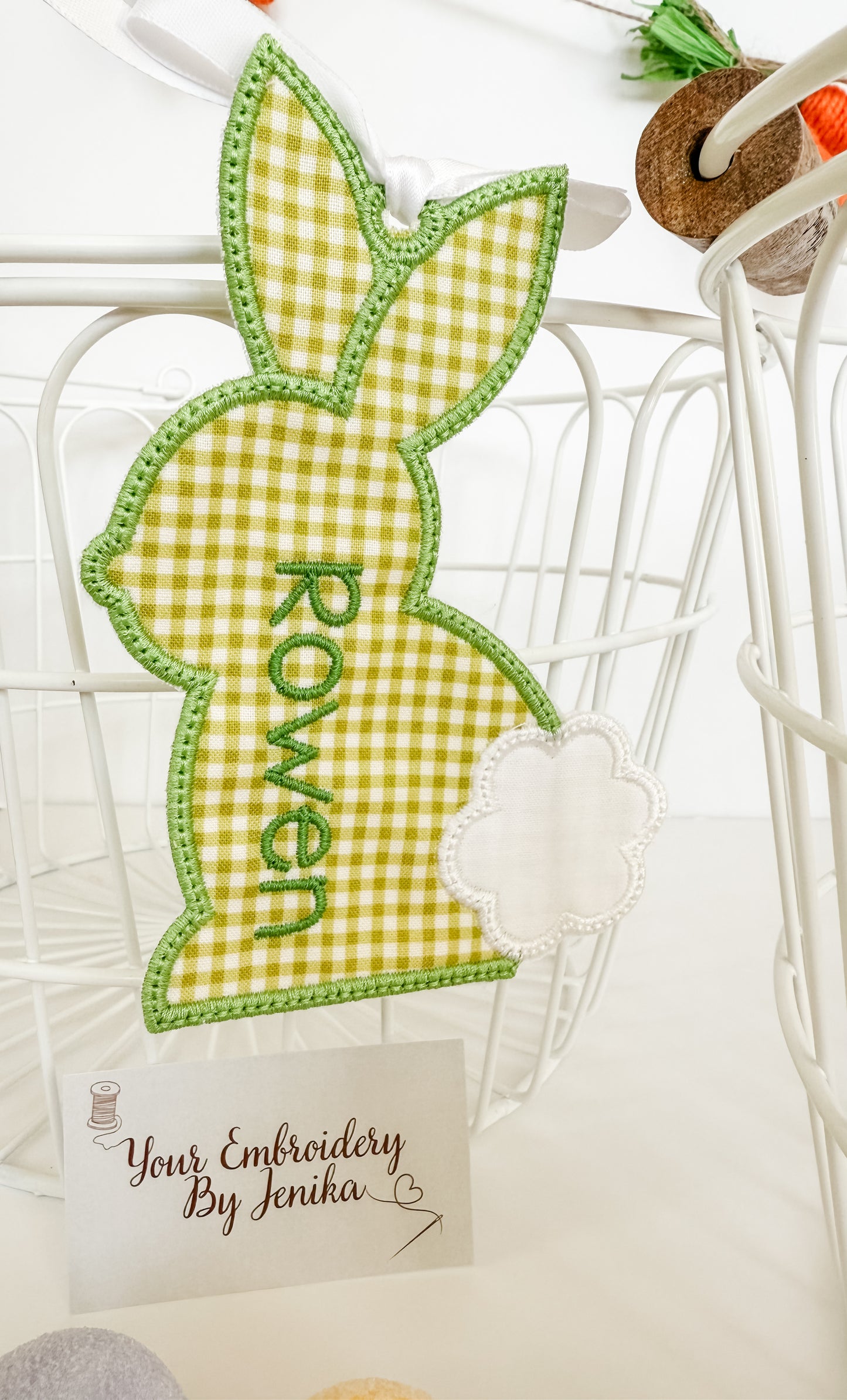 Gingham Bunny Basket Tags