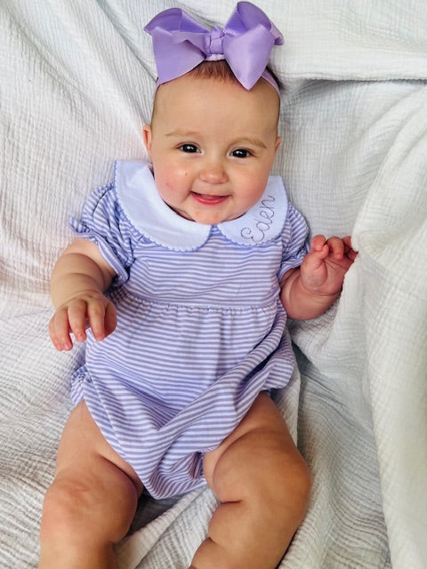 Striped Peter Pan Collar Bubble/Dresses