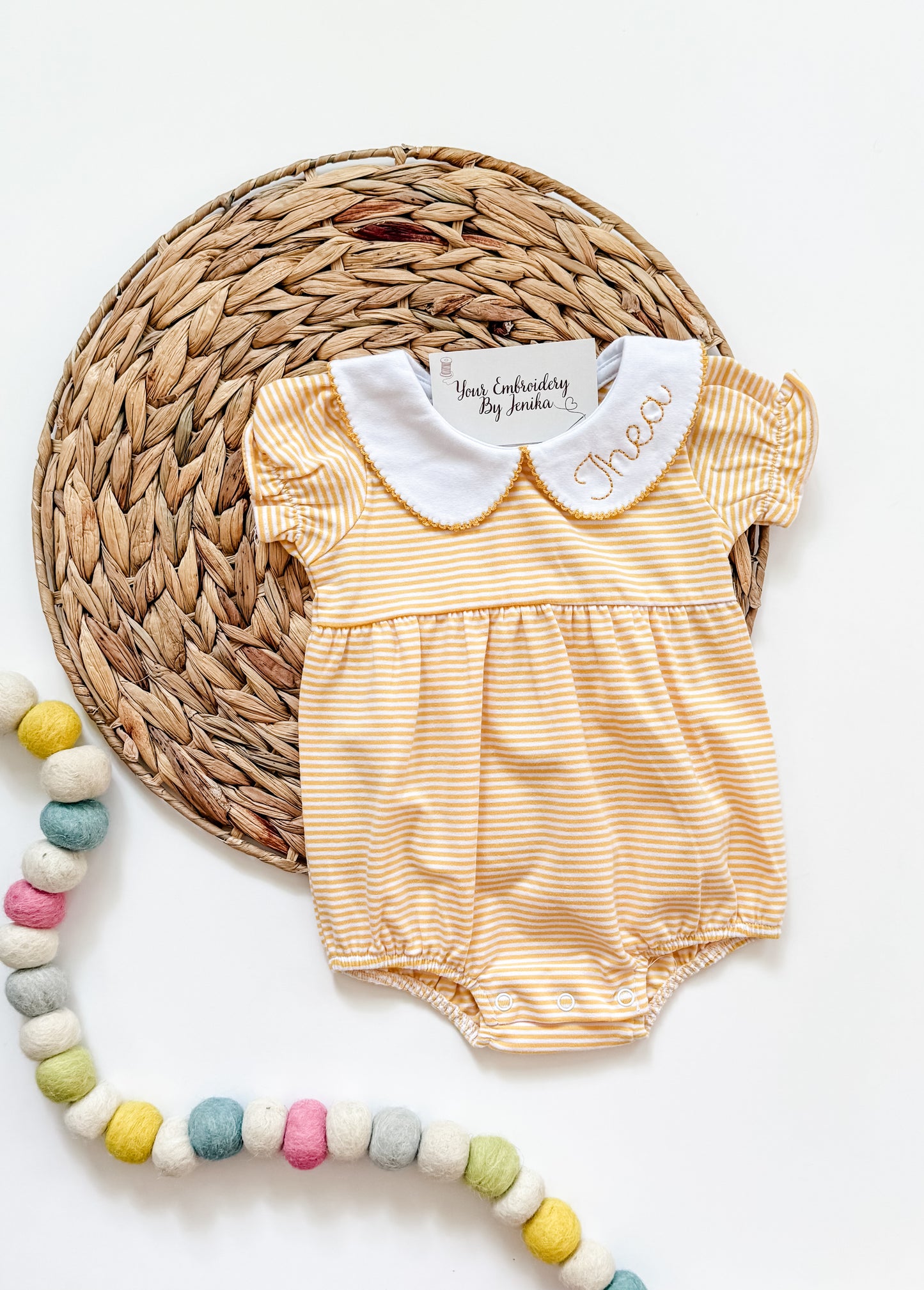 Striped Peter Pan Collar Bubble/Dresses