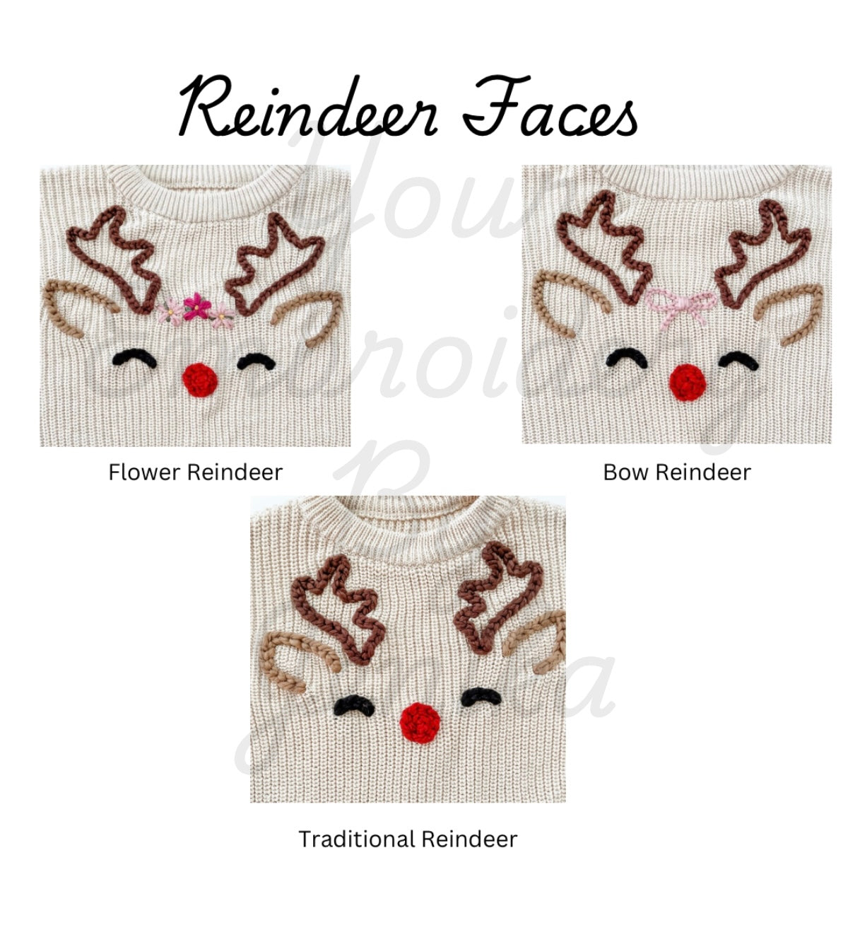 Romper Reindeer Sweater Hand Embroidered