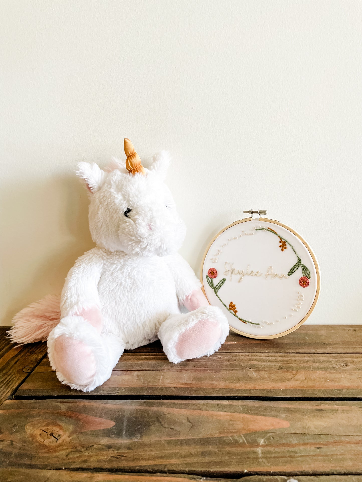 Girls Hand Embroidered Name Hoop