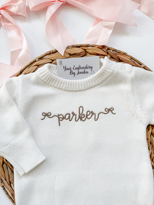 Girls Long Sleeve Knit Ruffle Romper